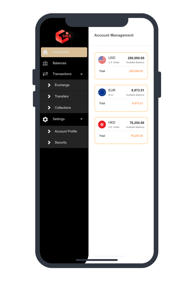 Silicon Silk Limited dashboard interface shown on a mobile device